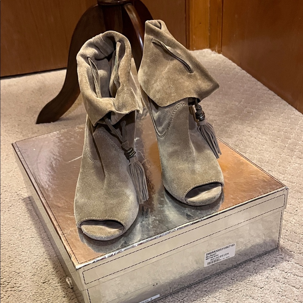 Sigerson Morrison Taupe Suede Ankle Booties